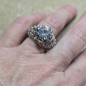Silver CZ Ring With Skull Accent